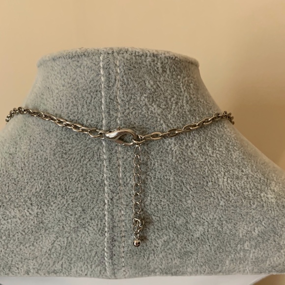 Nice Long Silver Tone Necklace Frosted Stones - Picture 7 of 10